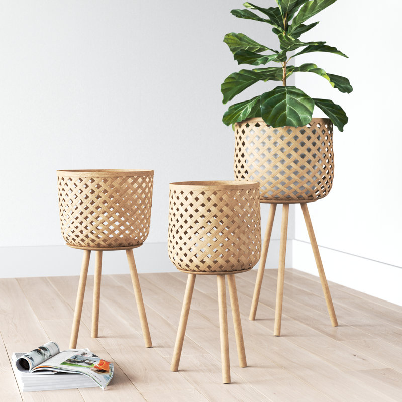 Floor 3 Piece Wicker Basket Set & Reviews